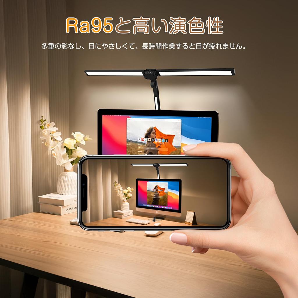 [Новинка 2025] Светодиодная настольная лампа SHANHE с пультом дистанционного управления, 3 максимальных источника света, окружающее освещение, независимое управление, 2000 лк, лампа-прищепка, многоугольная