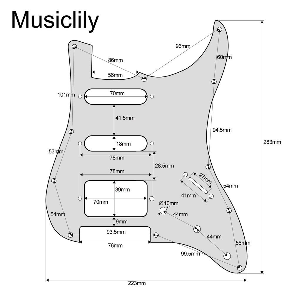 Musiclily Pro HSS Pre-Wired Pickguard with Artec Alnico 5 Pickups 3-Ply Aged White