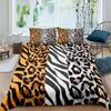 Leopard Print Duvet Cover Set Queen Cheetah Bedding Sets Geometric Comforter Cover African Safari Animal Quilt Cover Room Decor