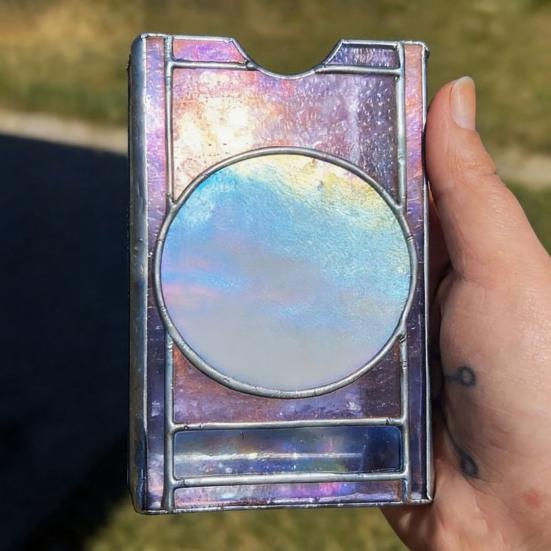 Кейс для карт Таро из витражного стекла Мистическое Солнце и Луна Держатель для карт Таро Ручная работа Защитный кейс для хранения карт Таро стандартного размера