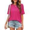 Womens Basic T-Shirts Short Sleeve Curved Hem Summer Tops Fitted Tees Clothing