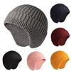 Thick Knitted Earmuff Hat Solid Color Warm Beanie Hat Fashion Winter Earmuff Cap  Men Women
