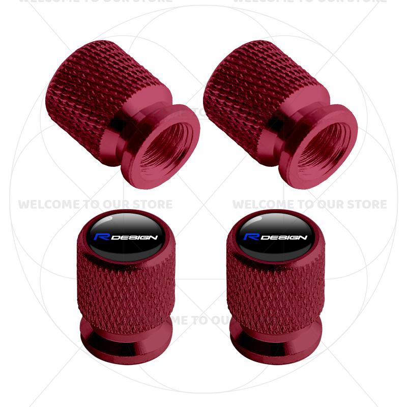 For Volvo R Design Emblem S90 V90 XC60 T8 V70 S60 V60 EX30 Moose 4Pcs Aluminum Car Tire Valve Caps Wheel Stem Air Dust Covers