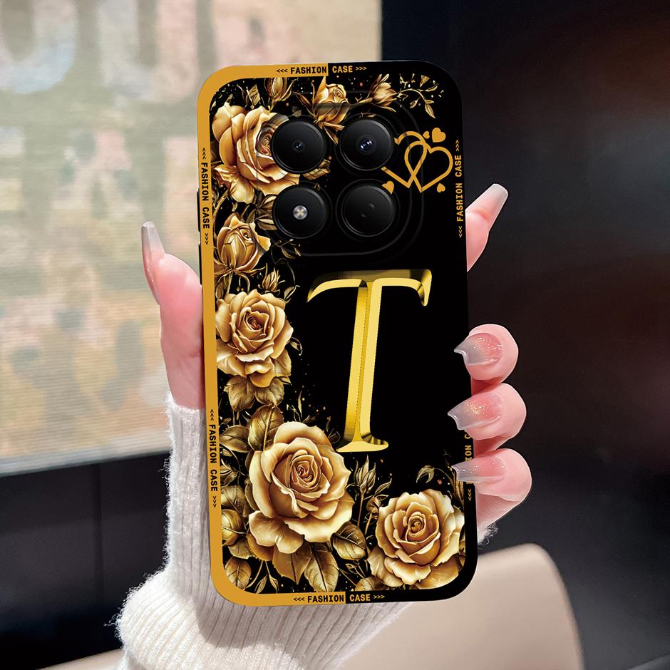 For Redmi Note 15 Pro 4G 5G Cases Luxury Rose 26 Letters Shockproof Silicone Cover For RedmiNote15 Fundas RedmiNote15Pro Bumper
