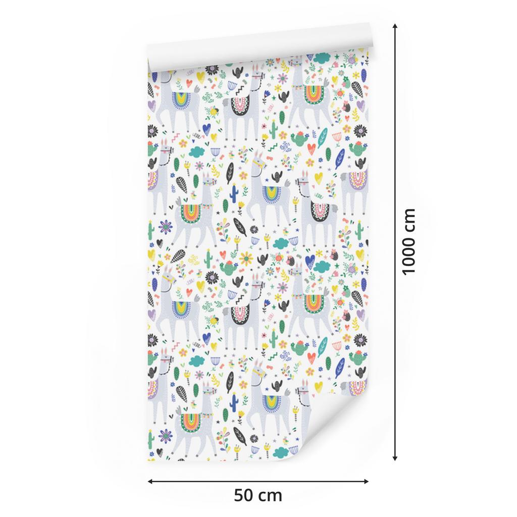 Llama Animals and Flowers Wallpaper for Living Room and Bedroom 50x1000