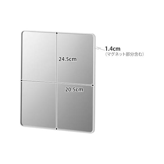 Yamazaki Jitsugyo 10306 Магнитное Зеркало для Ванной Квадратное Белое Ш20,5 x Г1,4 x В24,5см Tower Стекло с Антизапотевающим Покрытием Магнит Легкая Установка Ванная