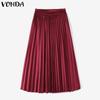VONDA Женская мода однотонные плиссированные облегающие юбки А-силуэта