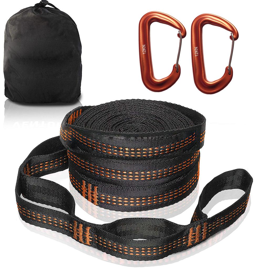 Outdoor Hammock Straps with 12 Adjustable Loops and Ultra-length Outdoor Hammock Straps and Belts with 7075 Alloy Aluminum