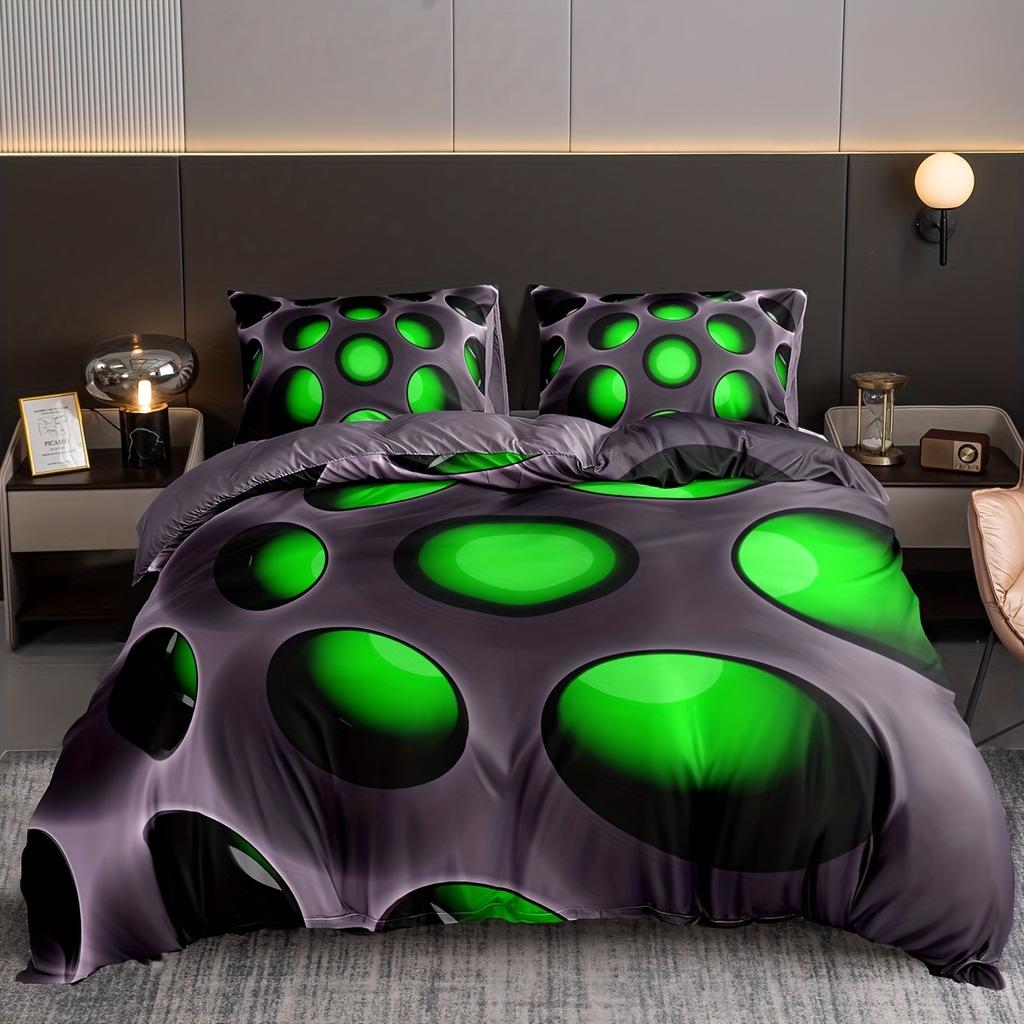 Комплект постельного белья с принтом отверстий, мягкий, удобный, пододеяльник для спальни, гостевой комнаты, 1 пододеяльник + 2 наволочки без сердцевины