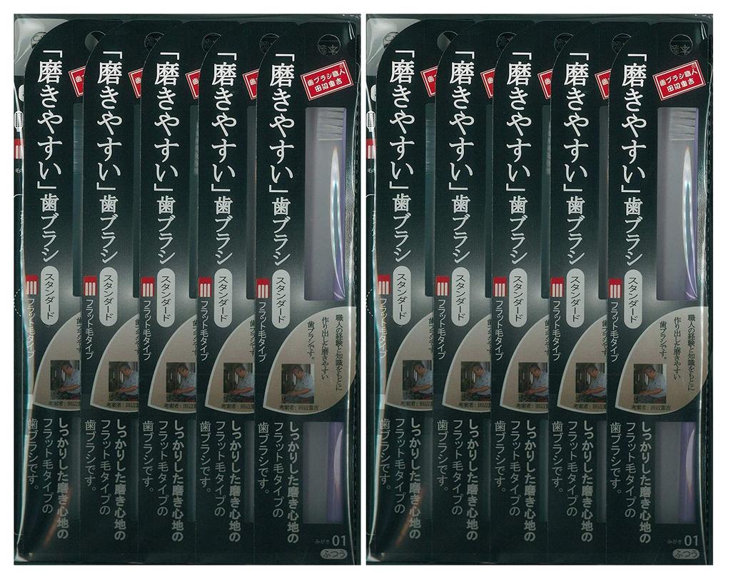 Зубная щетка, созданная мастером по зубным щеткам Шигекичи Обычная 1 шт. x 24 шт. в наборе Легко чистить Танабэ, (Плоский) ЛТ-01,