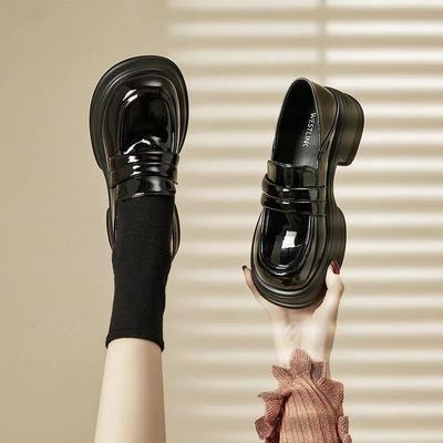 Обувь женская осенняя новая черная ретро платформа маленькие кожаные туфли туфли-лодочки женские