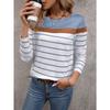 Women's T-shirt 3D Stripe Color Block Print Fashion Long Sleeve Round Neck Regular Top Holiday Weekend Spring and Autumn