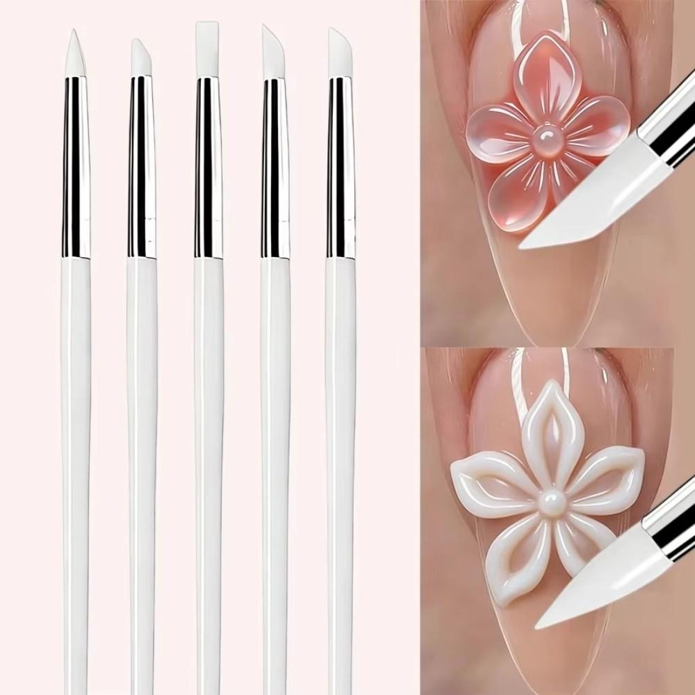 5Pcs DIY Manicure UV Gel Sculpture Nail Pen Small Head Polish Tip Manicure Tools