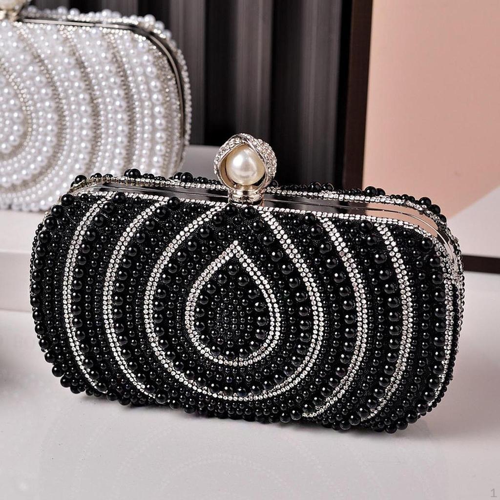 Clutch Purse Bride Handbag with Chain Formal Cocktail Party Prom Pearl Bag