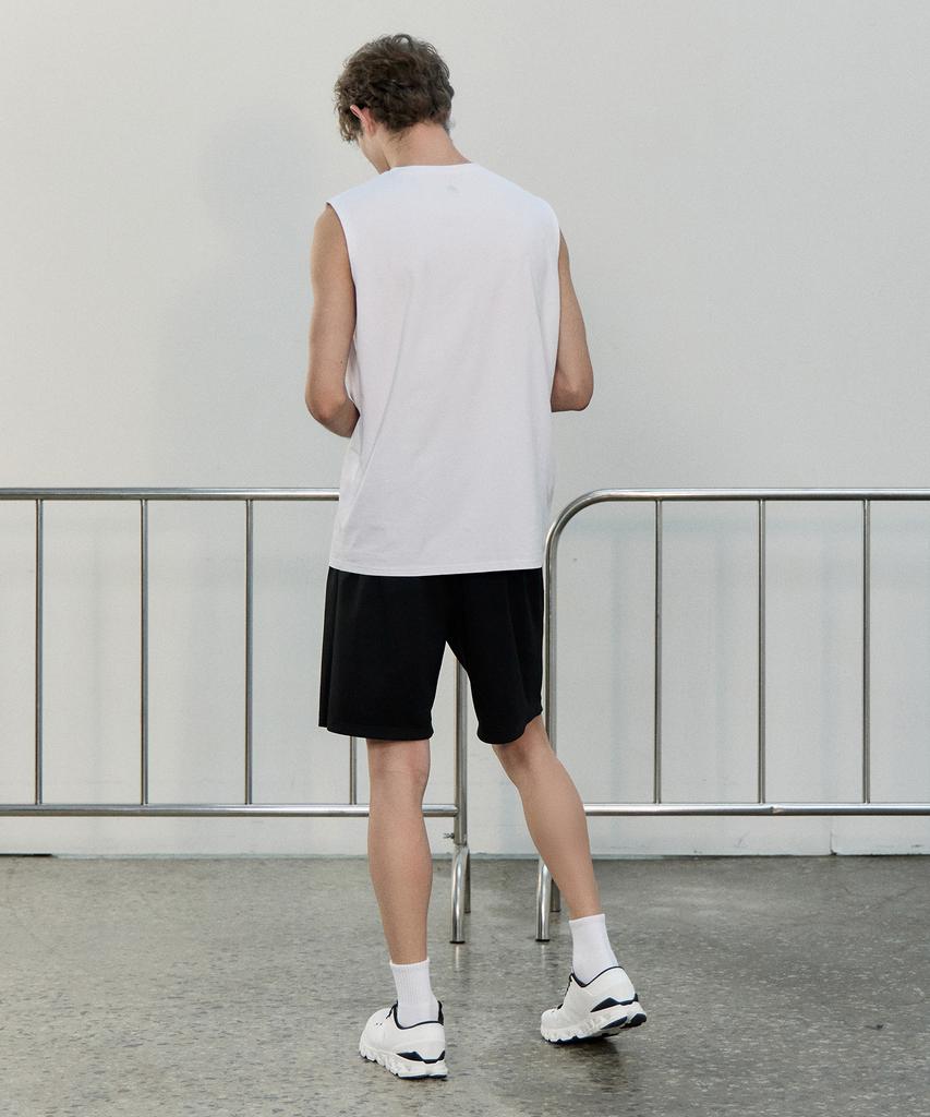 BASIC HOUSE Men'S Cool Sorona Round Neck Sleeveless T-Shirt White Lzts3105