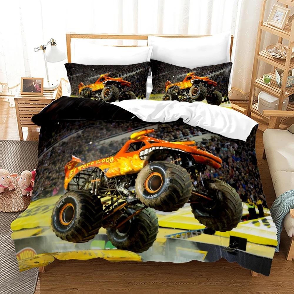 Monster Jam Bedding Set Single Twin Full Queen King Size Monster Jam F1 Bed Set Aldult Kid Bedroom Duvetcover Sets 3D Print 022