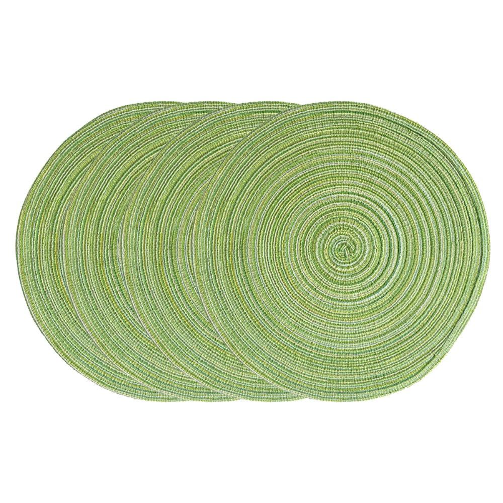 4pcs Braided Woven Place Mats Washable Table Place Mat Round Placemats Coasters  for Dining Table