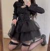Готическая Лолита Платье Бюстье Болеро Юбка Mine Косплей Выше Колена Черный Комплект [Lady Lazy] 3 предмета (L)