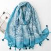 "Celebrity-Style Lotus Tassel Scarf: Lightweight Cotton & Linen for Spring/Summer"