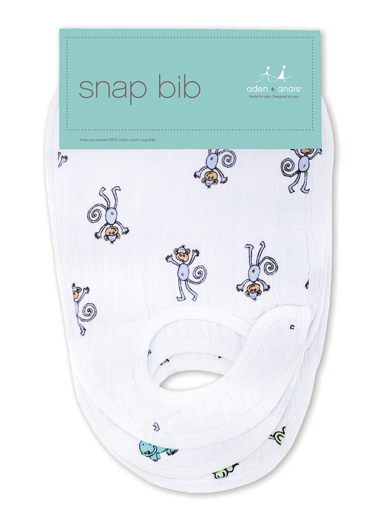 Нагрудник детский японский Aden Anais Snap Bib Jungle Jam Muslin Baby Food Baby 7102 3 шт. [Натуральный + 100% хлопок] (х 1)