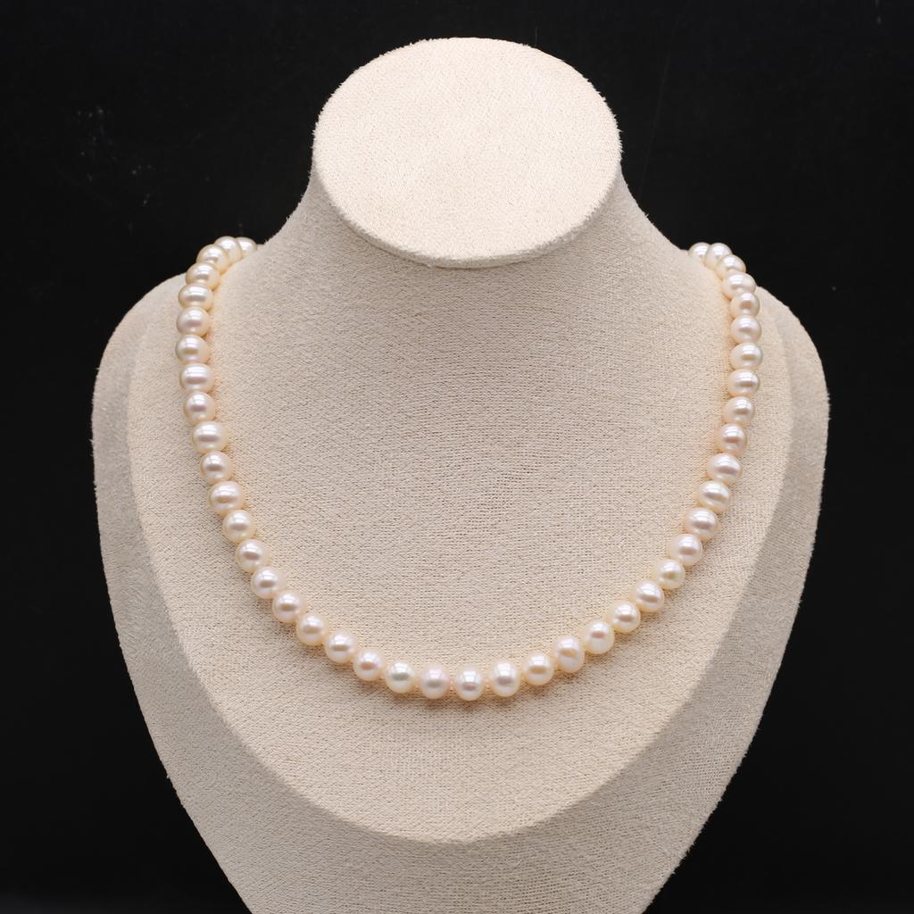 Women Necklace Warm White Pearl Necklace 7-8mm For Birthday Christmas Halloween Gifts 45cm