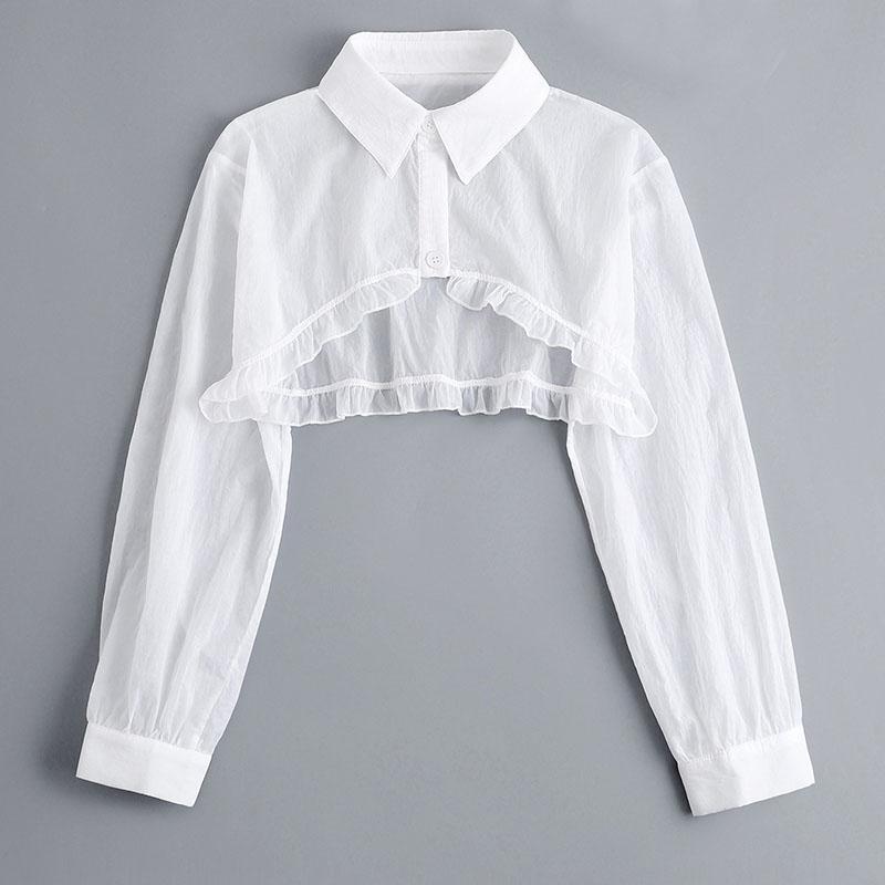 Women Long Sleeve Fake Collar Female Lapel Button Down Half Top Blouse Shirt Detachable Collar Autumn Sweater False Collar
