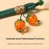 Persimmon Ruyi Mobile Charm: Glazed Pendant Keychain with Anti-Lost Wrist Lanyard for Men & Women