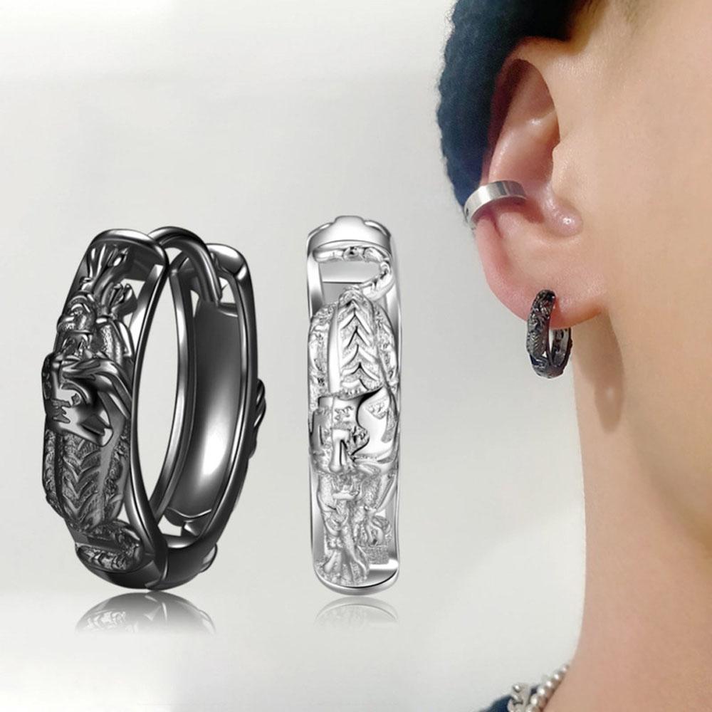 Высокое качество рок-ролл хип-хоп тигр резные серьги-гвоздики серьги-гвоздики ювелирные изделия в стиле панк мужские серьги-кольца