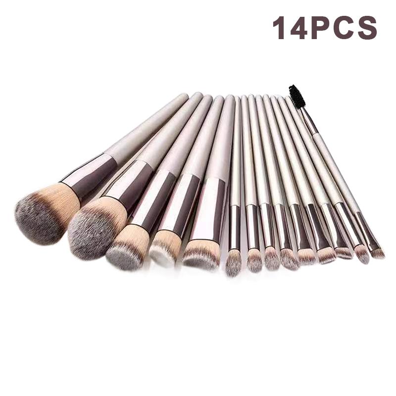10/14 шт. Набор кистей для макияжа цвета Шампанское Золото, Полный набор для тональной основы, Рассыпчатой пудры, Румян, Консилера, Теней для век, Профессиональный набор