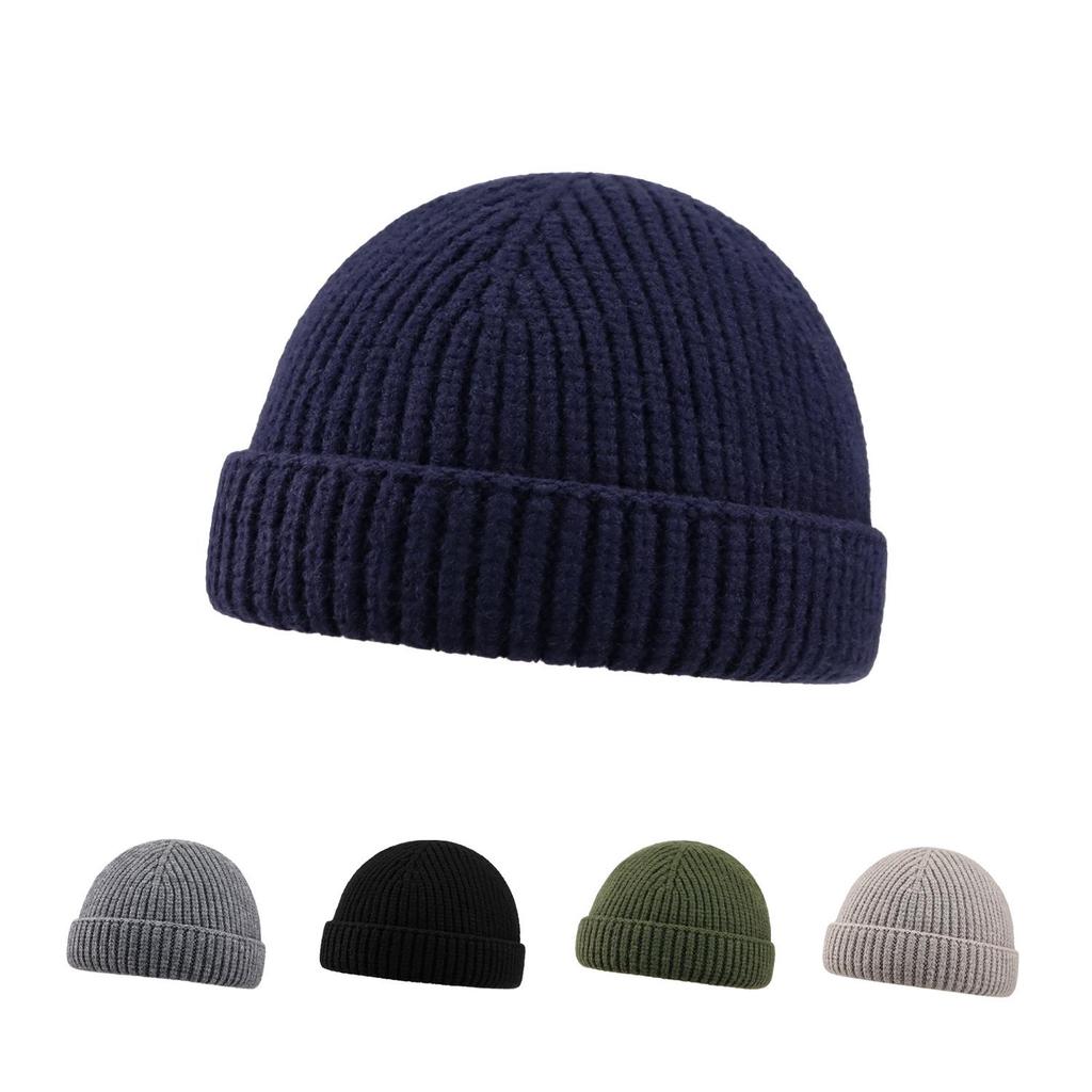 Мужская шерстяная вязаная шапка-бини в японском стиле, теплая, ветрозащитная, для осени и зимы