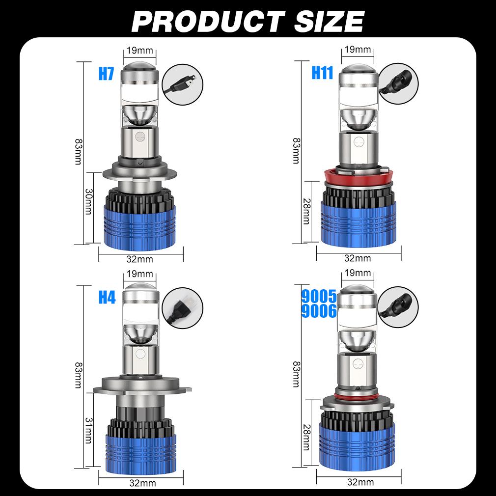 2Pcs H4 H7 Led Projector Lens Headlight Mini Bulbs H8 H11 Canbus 9005 HB3 9006 HB4 Car Headlamp 30000LM 300W Hi/Lo Beam Spotlight LHD RHD Auto Lamp