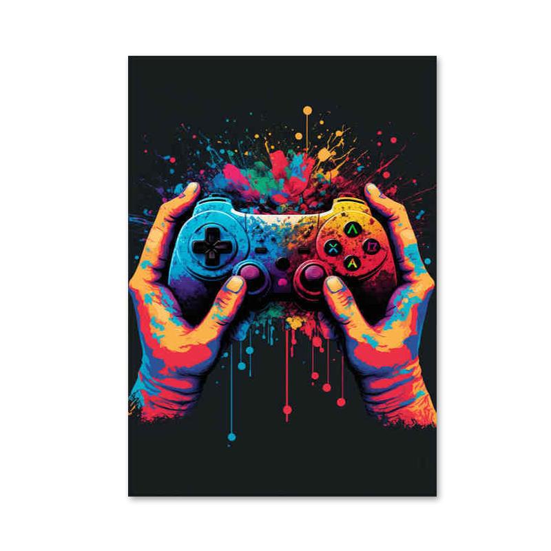 Мультяшные игровые контроллеры, консольные постеры и принты, наушники, холст, картины, настенное искусство для бара, игровая комната, домашний декор