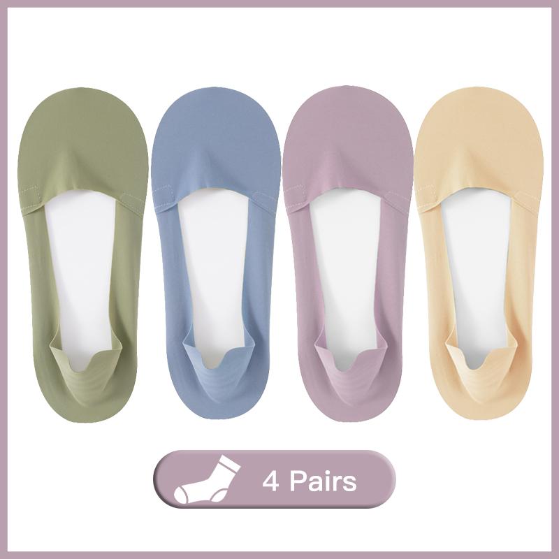 Ice Silk Low Cut Boat Socks for Women Seamless Breathable Silicone Anti Slip Socks Female Invisible Socks