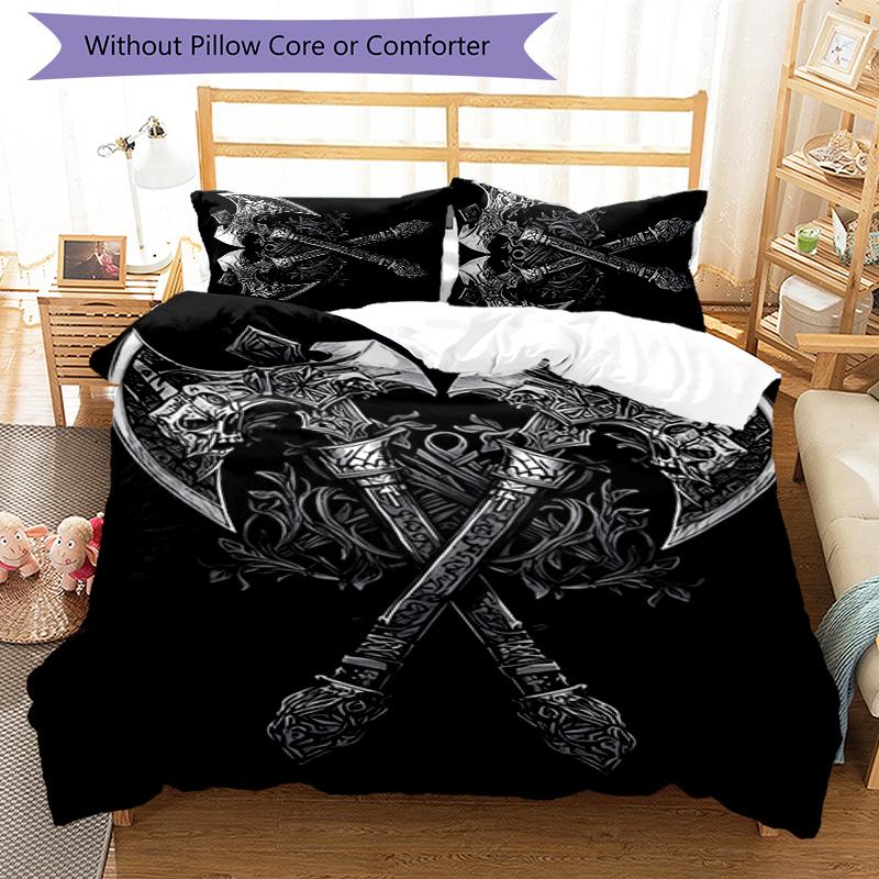 Nordic Mythology 3pcs Bedding Set Duvet Cover Closure Includes 1 Duvet Cover & 2 Pillowcases for All Seasons Bedroom Home Dorm Decor