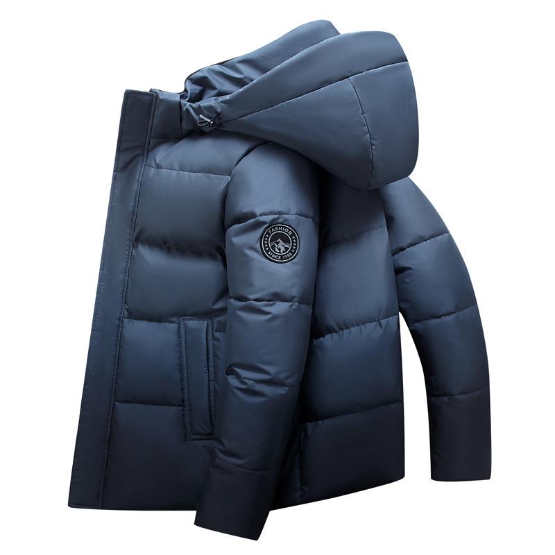 Мужская градиентная зимняя куртка на белом утином пуху - Толстая, теплая, модная студенческая куртка с капюшоном