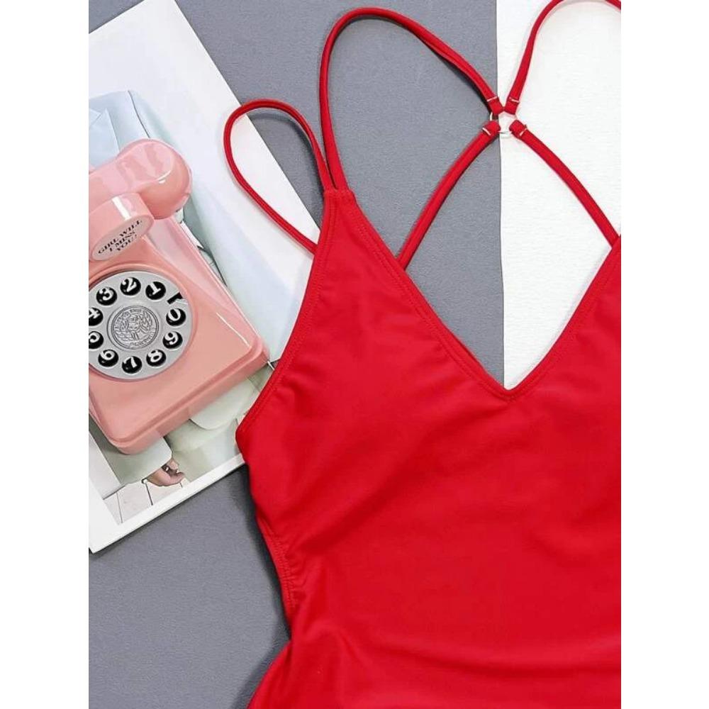 European and American Sexy Hollow Halter Beautiful Back One-piece Swimsuit Sexy Bikini