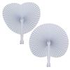White Paper Fan Heart-Shaped Round Folding Fan Plastic Handle Wedding Birthday Party Supplies