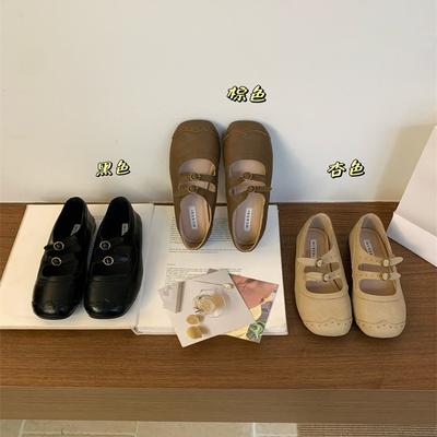 Туфли Мэри Джейн на плоской подошве, в стиле ретро, теплых цветов, с круглым носком, балетки женские 2025 новинка, корейская версия, французские туфли-лодочки, женские одинарные туфли