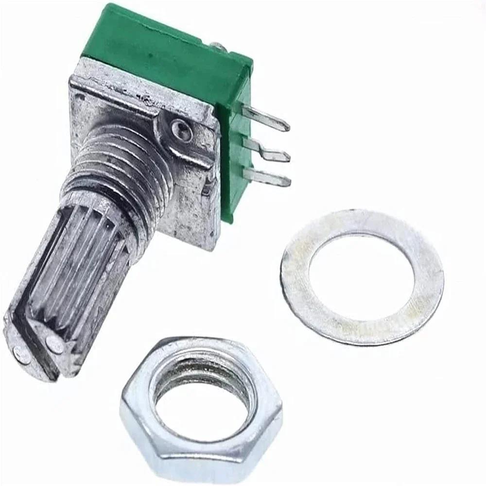 5pcs RK097 Series Potentiometers - 3 Pin, 15mm Shaft - B1K, B5K, B10K, B20K, B50K, B100K,RK097N for Audio Equipment