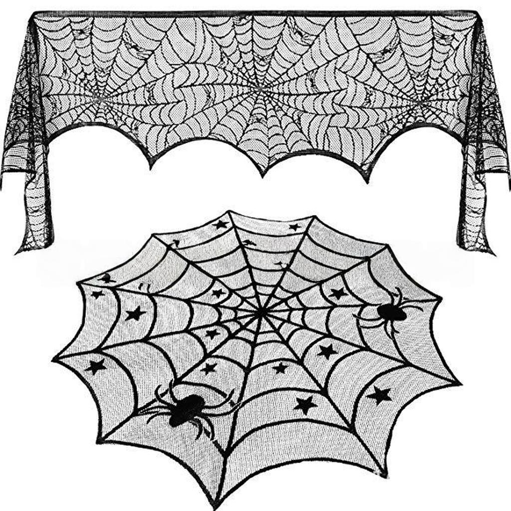 Halloween Tablecloth and Light Covers Set For Dining Table Mantels Holiday Decorations Washable Table Runner Lampshade