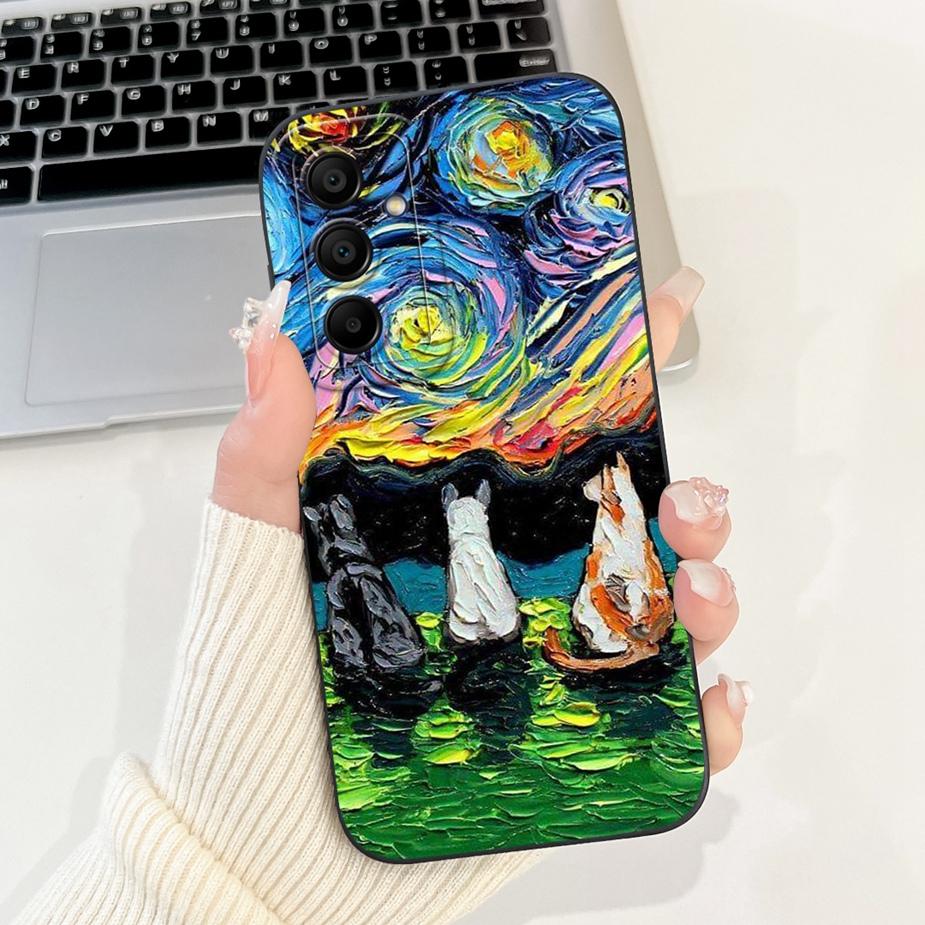 Чехол для Samsung Galaxy A16 SM-A165F Милый Кот Динозавр Мультяшная Обложка Прочный Чехол для Телефона Для Samsung A16 A 16 5G A166B Мягкий Чехол