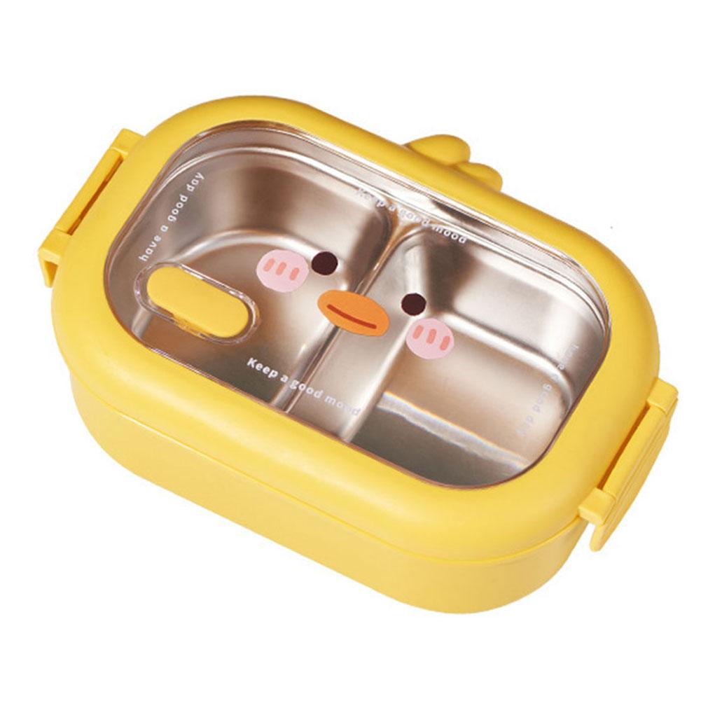 Cute Duck Stainless Steel Lunch Container 2 Compartments Leak Proof Design Perfect for Children's Meals Anywhere