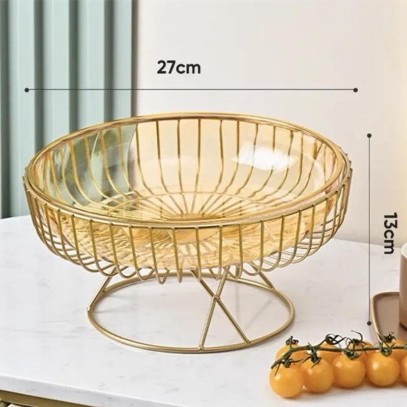 Легкая Роскошь Высокая Ножка Фруктовница Пластик Металл Дом Гостиная Конфеты Снеки Хранение Украшение