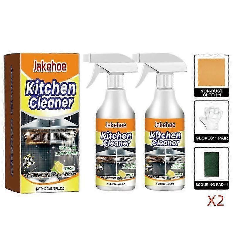 2x Kitchen Grease Foam Cleaner Powerful Heavy Oil Stain Remover Grills Ovens Grease Cleaner Household Dirt Cleaning Bubble Spray