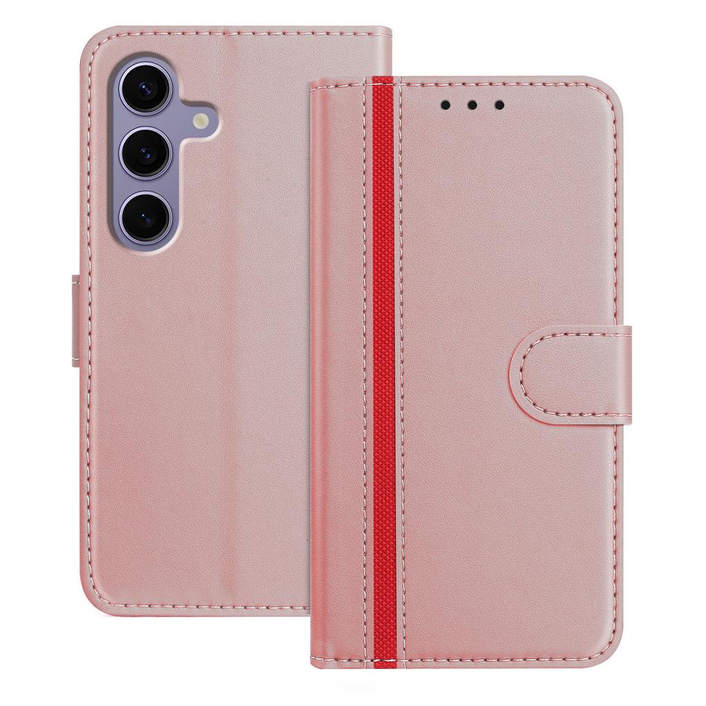 For Samsung Galaxy S24 FE Phone Cases Wallet Stand Color Splicing Leather Cover with Magnetic Clasp