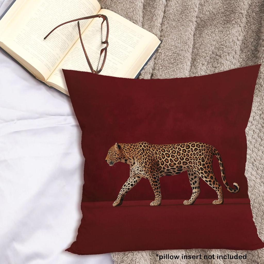 Exotic Leopard Print Pillowcase Throw Cushion Cover Jungle Safari Animal Art Bedroom Home Decor Accent 45x45cm