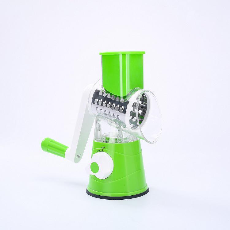 green  3In1 Hand-Cutter Vegetable Stainless Steel Multi-Function Drum Rotary Grater Fruit Potato Onion Slicer Kitchen Tool Food Chopper