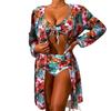 Women's Sexy Three-Piece Printed Swimsuit: Long-Sleeved, Sun Protection, Quick-Drying, Breathable