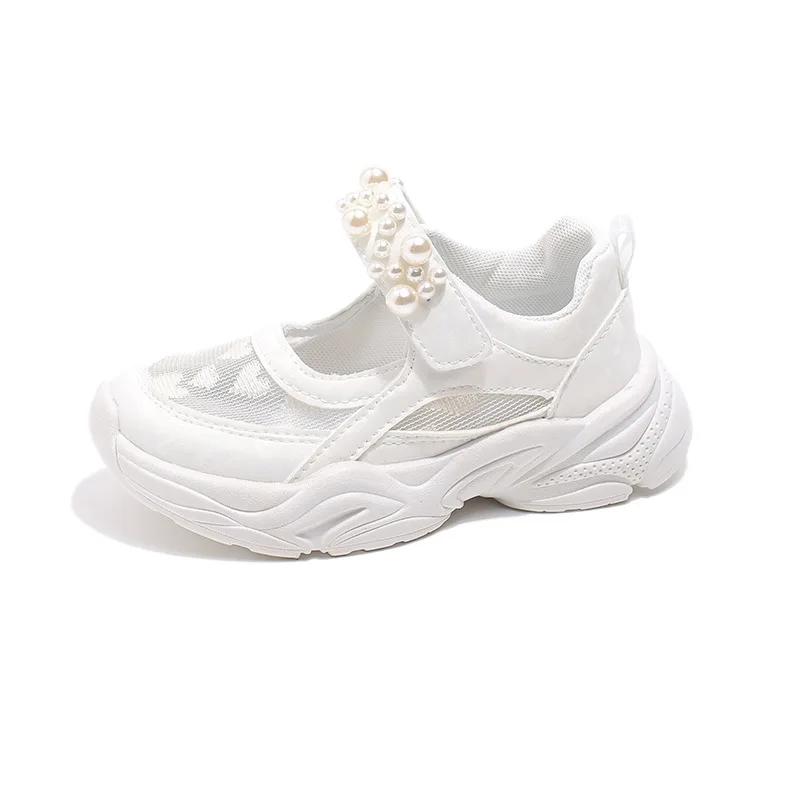 Light Weight Girls Sneakers LOVE Embroidery Anti-Stuffy Mesh Vamp Children Shoes Girl Comfortable Platform Shoes for Kids I02284