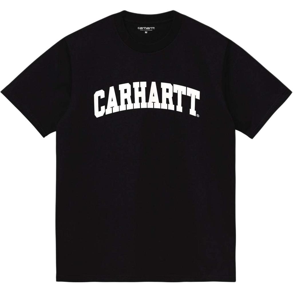 Carhartt WIP FW24 Хлопковая футболка с принтом в виде букв, с круглым вырезом, повседневная, с коротким рукавом, мужские топы, черный I034851-0D2-XX